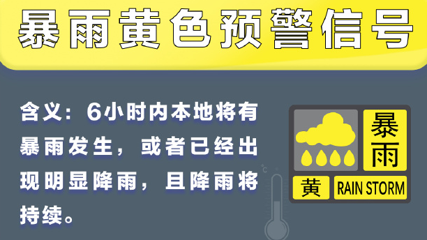 深圳市分区暴雨黄色预警信号