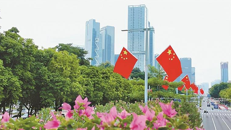 红旗映街巷 宝安贺华诞